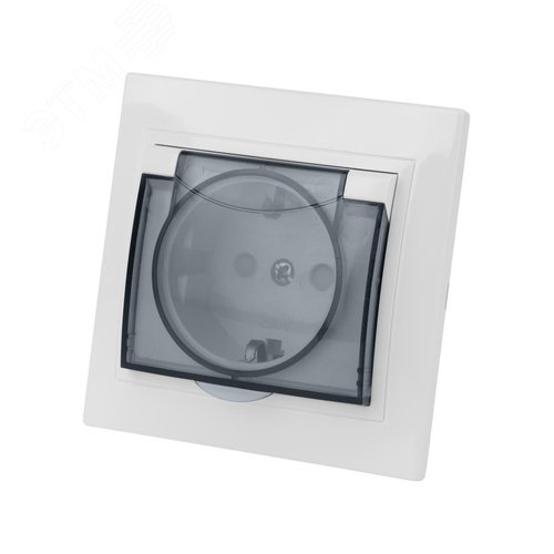 Розетка 2П+З с защ. шт. и крышкой 16А 250В IP44 белая Таймыр (пром. упак., бакелит. основание) TDM 3