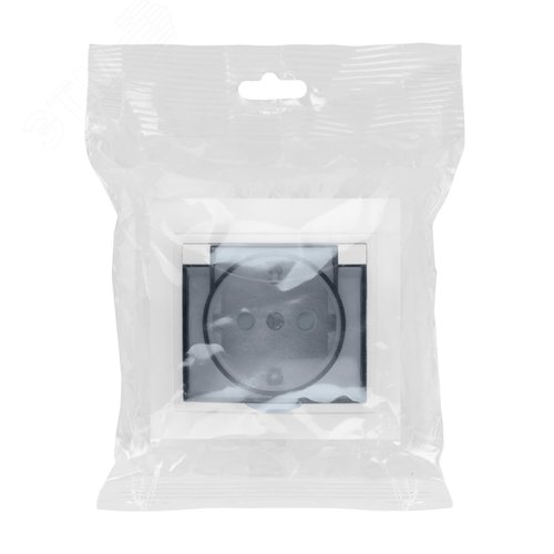 Розетка 2П+З с защ. шт. и крышкой 16А 250В IP44 белая Таймыр (пром. упак., бакелит. основание) TDM 7