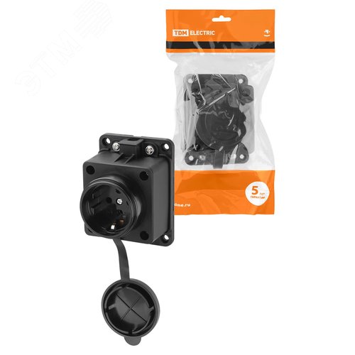 Розетка настенная с заглушкой каучук 2Р+РЕ 16А 250В IP44 - TDM ELECTRIC