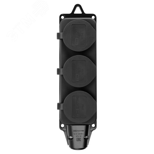 Розетка трехместная с заглушками каучук 2Р+РЕ 16А 250В IP44 4