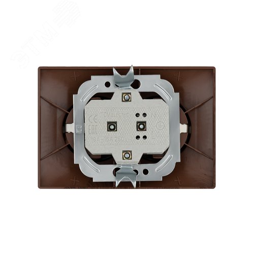 Розетка двойная 2П+З 16А 250В ЭКО (бук) Таймыр TDM