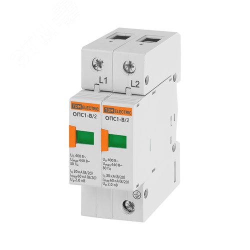 Разрядник ОПС1-B 2Р In=30kA Un=400B Im=60kA - TDM ELECTRIC