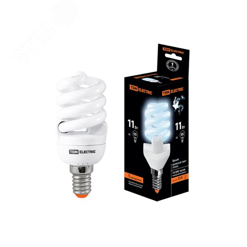 Лампа энергосберегающая КЛЛ-FSТ2-11 Вт-4000 К-Е14 (40х93 мм) - TDM ELECTRIC