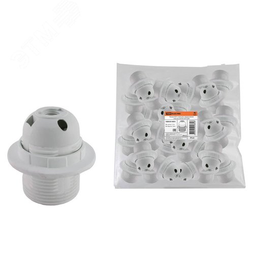 Патрон Е27 с кольцом термостойкий пластик белый 2