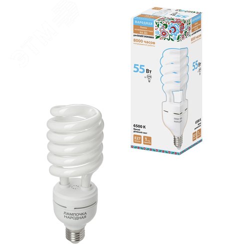 Лампа люминесцентная НЛ-HS-55 Вт-6500 К-Е27 - TDM ELECTRIC
