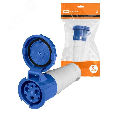 Розетка 233 переносная 2Р+РЕ 63А 220В IP54 TDM - TDM ELECTRIC