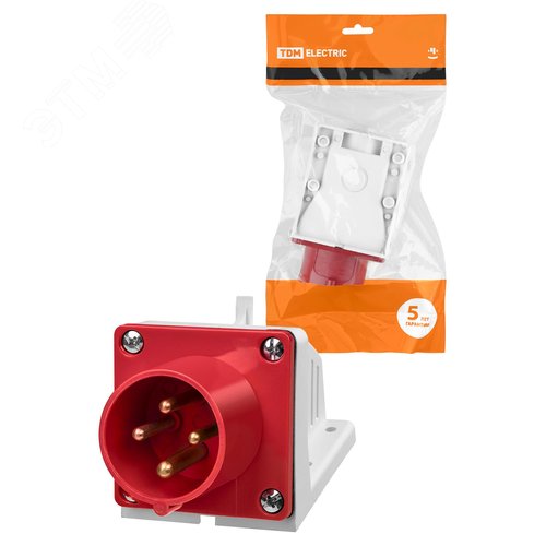Вилка 514 стационарная 3Р+РЕ 16А 380В IP44 TDM - TDM ELECTRIC