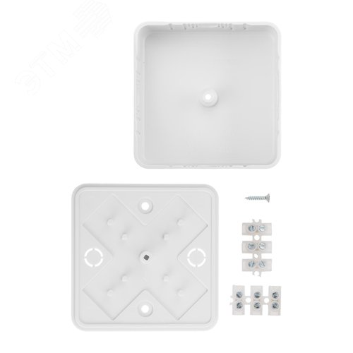 Коробка распаячная КР 75х75х28 ОП белая IP40 с клем. колодкой инд. штрихкод TDM 3