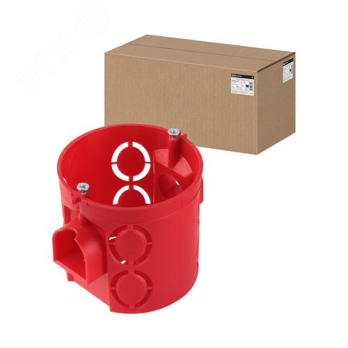 Установочная коробка СП D68х62мм углубленная саморезы стыковочные узлы красная IP20 TDM