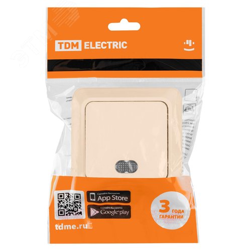 "Выключатель 1-кл. открытой установки с подсветкой IP20 10А, сл. кость ""Ладога"" TDM" 7