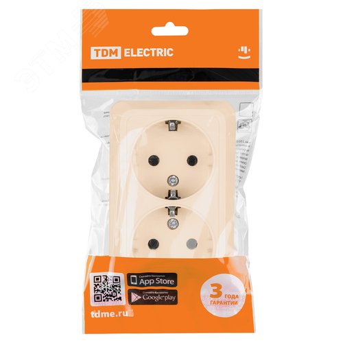 "Розетка двойная 2П+3 открытой установки IP20 16А, сл. кость ""Ладога"" TDM" 6