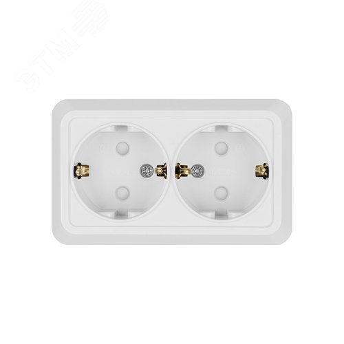 Розетка двойная 2П+З открытой установки с защитными шторками IP20 16А, белый ''Ладога'' 7