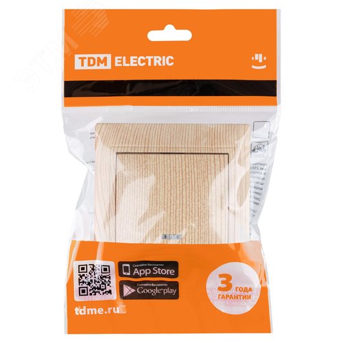 Выключатель 1 кл. с подсветкой 10А ЭКО (сосна) Таймыр TDM 3