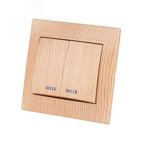 Выключатель 2 кл. с подсветкой 10А ЭКО (сосна) Таймыр TDM 3