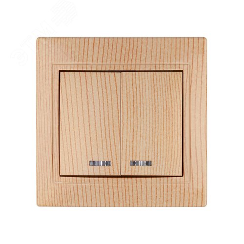 Выключатель 2 кл. с подсветкой 10А ЭКО (сосна) Таймыр TDM 5