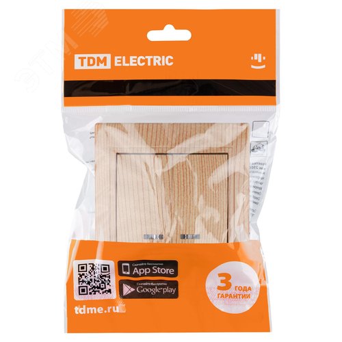 Выключатель 2 кл. с подсветкой 10А ЭКО (сосна) Таймыр TDM 4