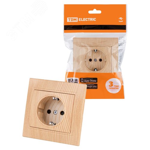 Розетка 2П+З 16А 250В ЭКО (сосна) Таймыр TDM