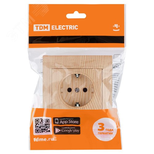 Розетка 2П+З 16А 250В ЭКО (сосна) Таймыр TDM 5