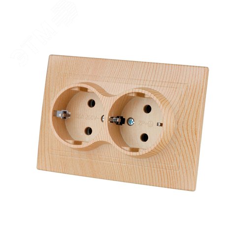 Розетка двойная 2П+З 16А 250В ЭКО (сосна) Таймыр TDM 3