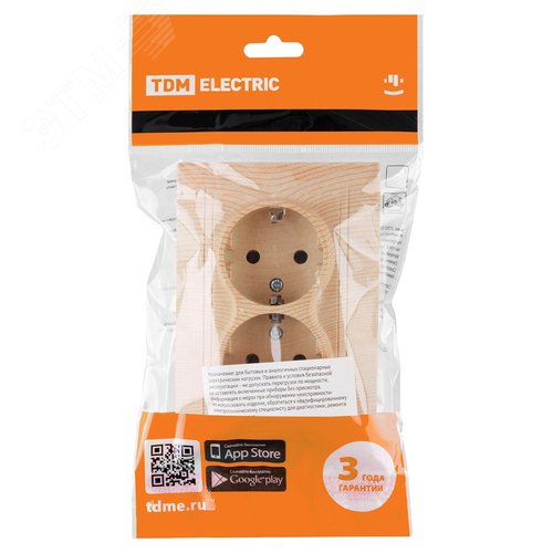 Розетка двойная 2П+З 16А 250В ЭКО (сосна) Таймыр TDM 5