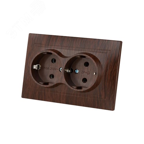 Розетка двойная 2П+З 16А 250В ЭКО (бук) Таймыр TDM 5