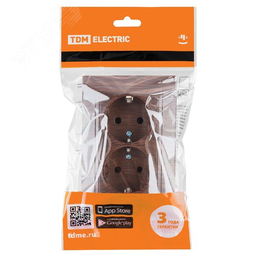 Розетка двойная 2П+З 16А 250В ЭКО (бук) Таймыр TDM 4