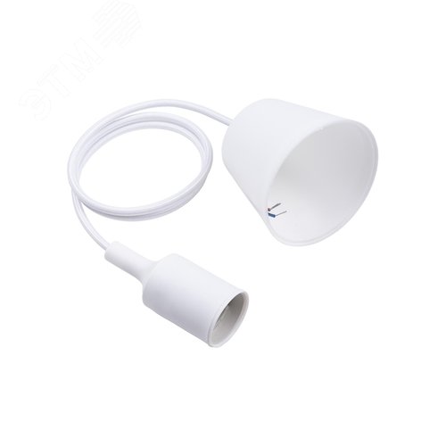 Патрон пластиковый Е27 с подвесом 1 м, белый TDM