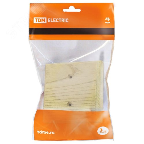 Накладка на стену под ретро электроустановку квадратная деревянная 1 пост 95х95 мм сосна 2