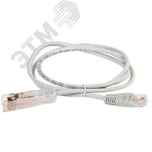 Патч-корд ITK (коммутационный шнур) 110-RJ45 2 пары категория 5 серый (2м) (PC01-11045-2P2M) - IEK (ИЭК)
