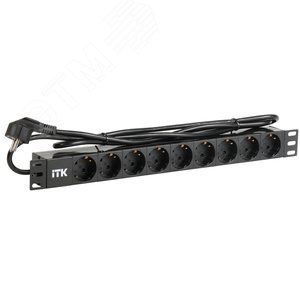 Блок розеток PDU 9 розеток DIN49440 1U шнур 2м вилка и DIN49441 профиль из ПВХ черный - IEK (ИЭК)