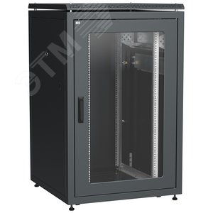 Шкаф сетевой 19' LINEA N 24U 800х800мм стеклянная передняя дверь задняя металлическая черный