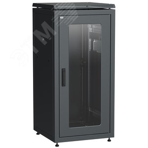 Шкаф сетевой 19дюйм LINEA N 18U 600х600 мм стеклянная передняя дверь. задняя металлическая черный - IEK (ИЭК)