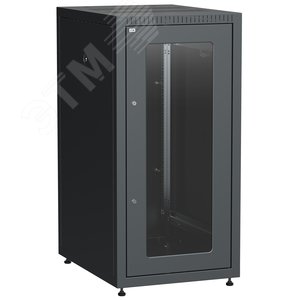 Шкаф LINEA E 18U 600х800мм двери 2шт стекло и металл черный