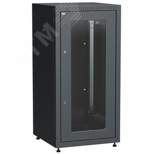 Шкаф LINEA E 18U 600х600мм двери 2шт стекло и металл черный