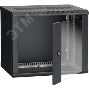 Шкаф настенный 19' LINEA W 9U 600x450мм стеклянная дверь RAL9005 - IEK (ИЭК)