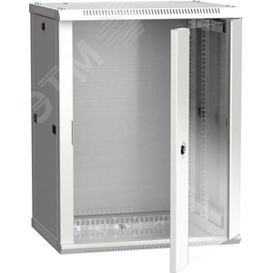 Шкаф настенный 19' LINEA W 18U 600x450мм стеклянная дверь RAL7035