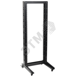 Стойка однорамная 19‘ 32U 600x600 на роликах черная (LF05-32U66-1R)