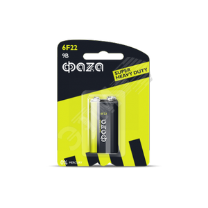 Элемент питания 6F22 (крона) ФАZА Super Heavy Duty блистер, 1шт. (4897062859198) - ФАZА