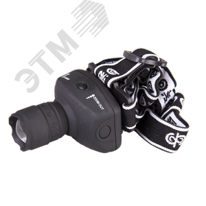 Фонарь светодиодный, налобный H2-L1WZ-3AAA-bk (1W LED, zoom) черн. - фото 2