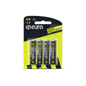 Элемент питания R6 (АА) солевая ФАZА Super Heavy Duty, 4 шт., блистер - ФАZА