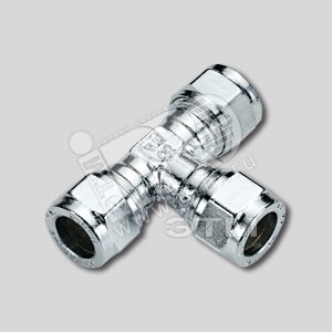 Тройник обжимной 22 хромированный для медных труб - TIEMME