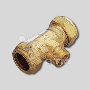 Тройник обжимной 22 х 3/4‘ х 22 с наружной резьбой для медны х труб (1100067) - TIEMME