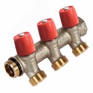 Коллектор VBS с красными вентилями, 3/4НР под евроконус, 3/4 - 3xEK - Henco