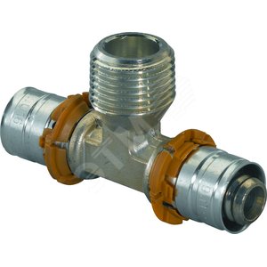 S-PRESS ТРОЙНИК С НАРУЖНОЙ РЕЗЬБОЙ ЛАТУННЫЙ 16-R1/2НР-16 10C - Uponor