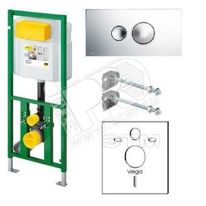 Инсталляция Eco Plus 1130 мм  комплект для унитаза рама 606 664/ кнопка 596 323/ настенный крепеж 460 440 модель 816193 (660321) - VIEGA
