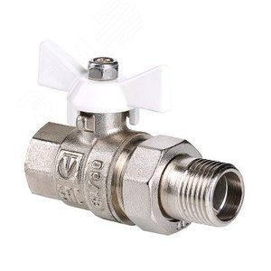 Кран шаровой со сгоном 1/2' ВН белая ручка бабочка BASE - VALTEC