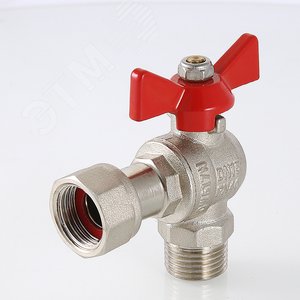 Кран шаровой угловой 1' ВН с накидной гайкой ручка бабочка 2