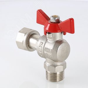 Кран шаровой угловой 1' ВН с накидной гайкой ручка бабочка 4