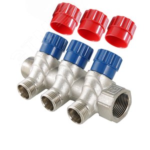 Коллектор 3/4'x3 выхода 1/2' НР с вентилями - VALTEC