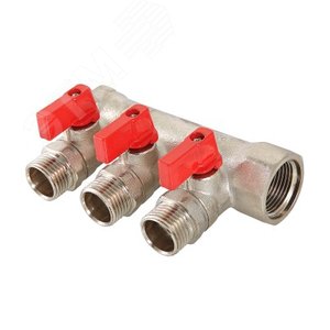 Коллектор 1'x3 выхода 1/2' НР с отсекающими кранами - VALTEC